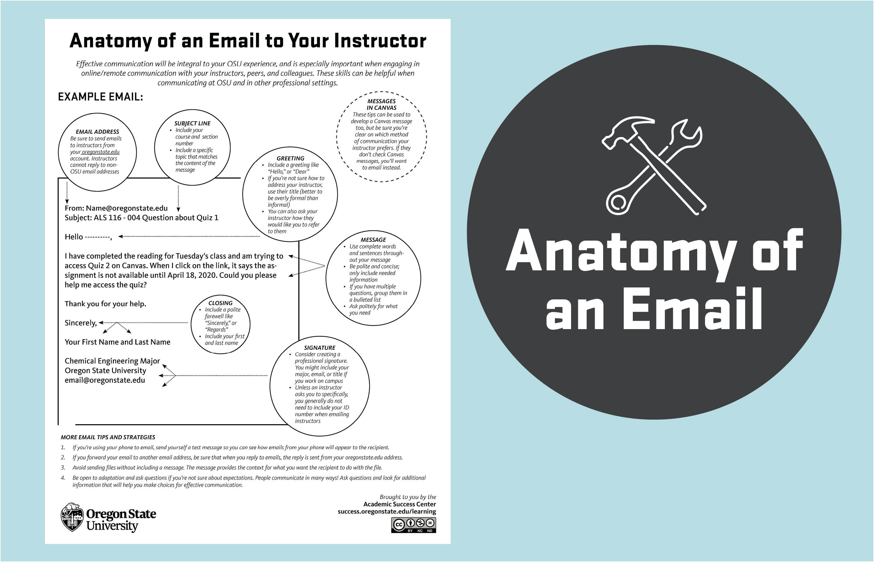 Anatomy of an Email to Your Instructor tool