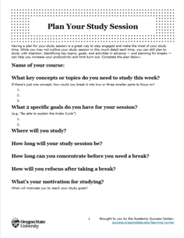 Plan Your Study Session
