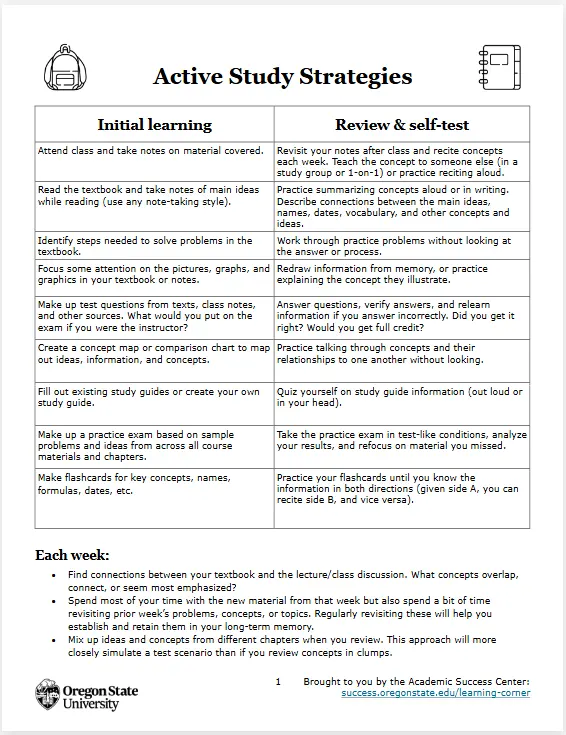 Active Study Strategies