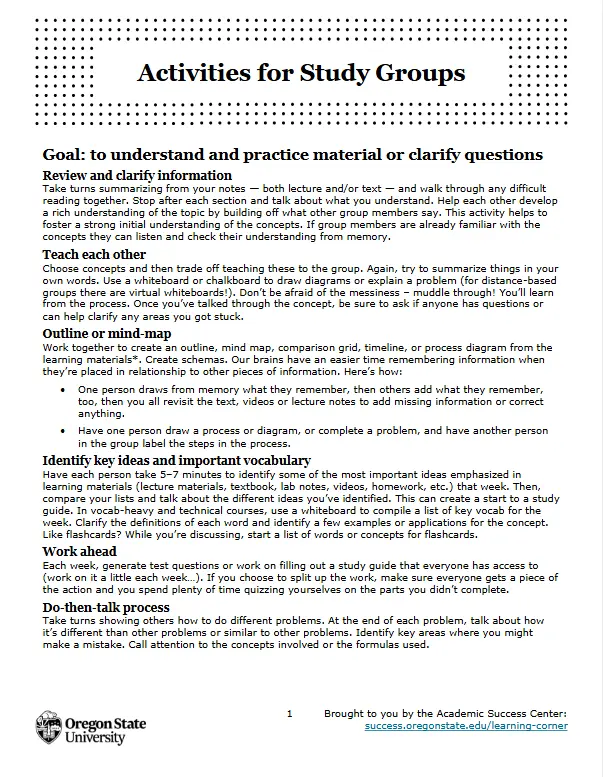 Activities for Study Groups