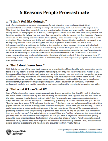 6 reasons people procrastinate