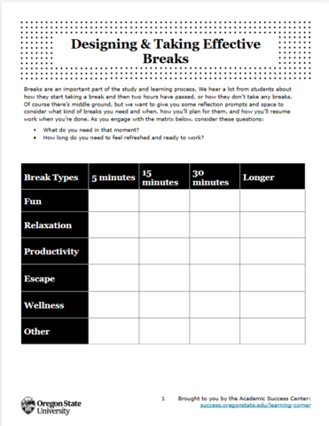 Designing & Taking Effective Breaks