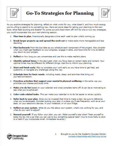 Go-To Strategies for Planning