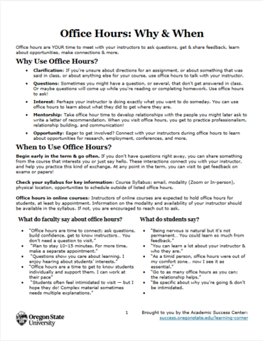 Office Hours: Why & When