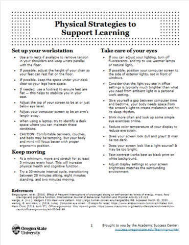 Physical strategies to support learning
