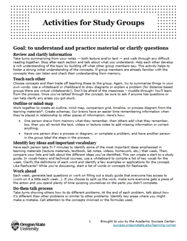 Activities for Study Groups