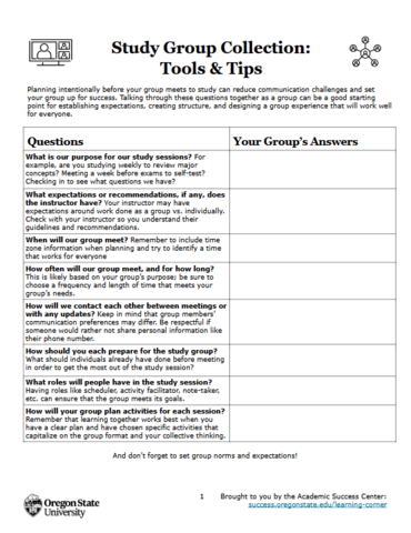 Study group collection: tools & tips