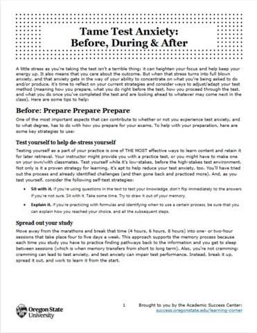 Tame Test Anxiety: Before, During & After