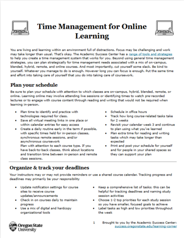 Time Management for Online Learning