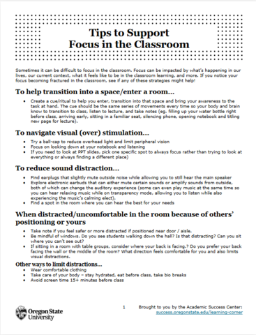 Tips to Support Focus in the Classroom